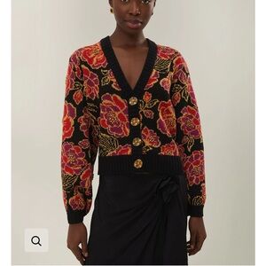 FARM Rio Floral Cardigan - Chita knit shiny cardigan